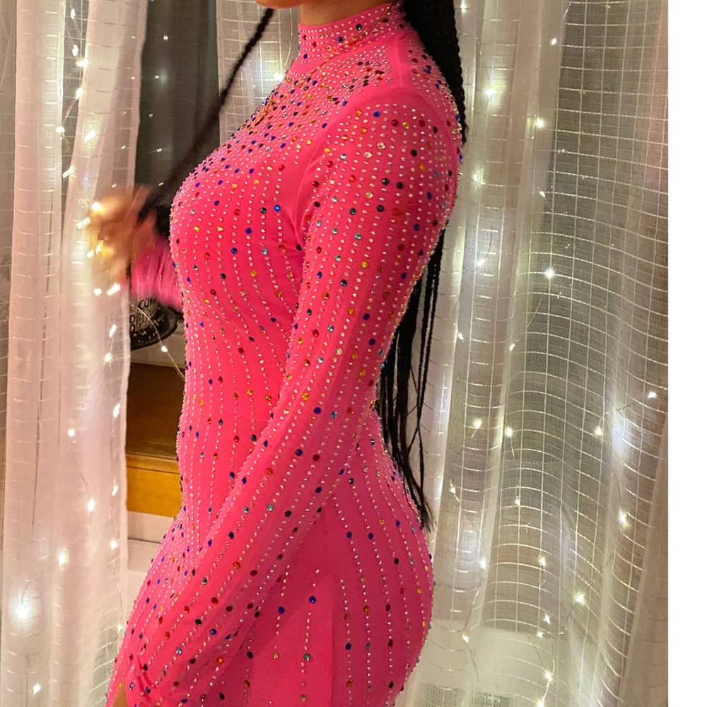 Pink glitter tight dress